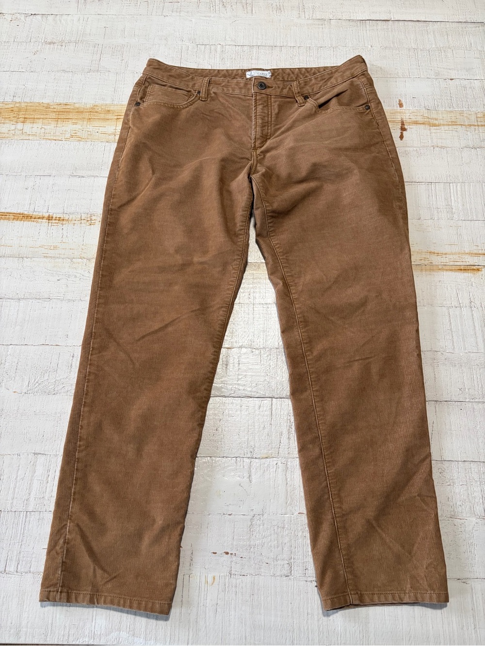 Carve Designs Corduroy Straight Leg Pants size 10 Mid Rise Organic Cotton Tan